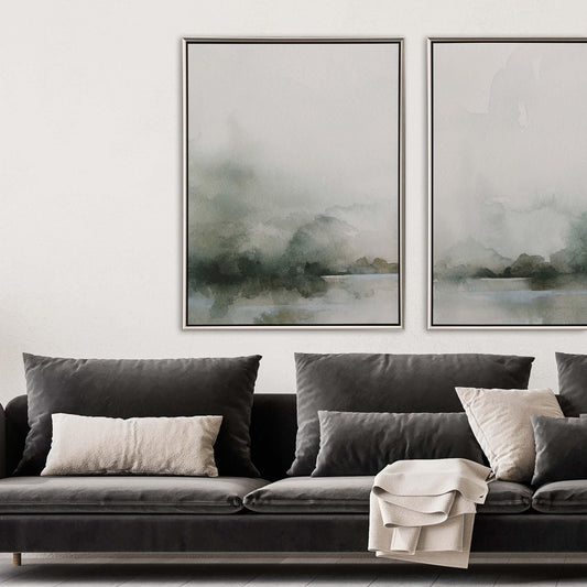 Heavy Fog I Green Canvas Art