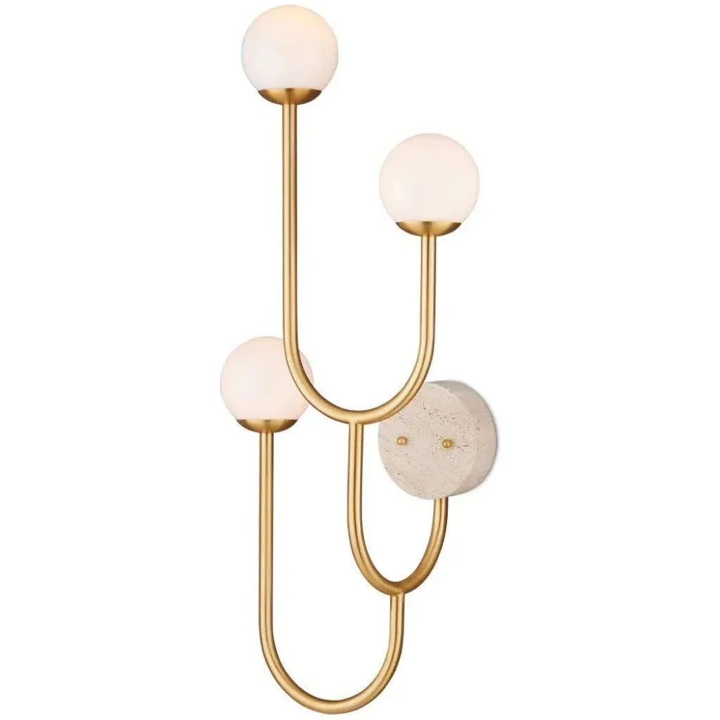 Highsmith Metal & Glass Gold Wall Sconce, Left - LOOMLAN - Currey & Co - Wall Sconces