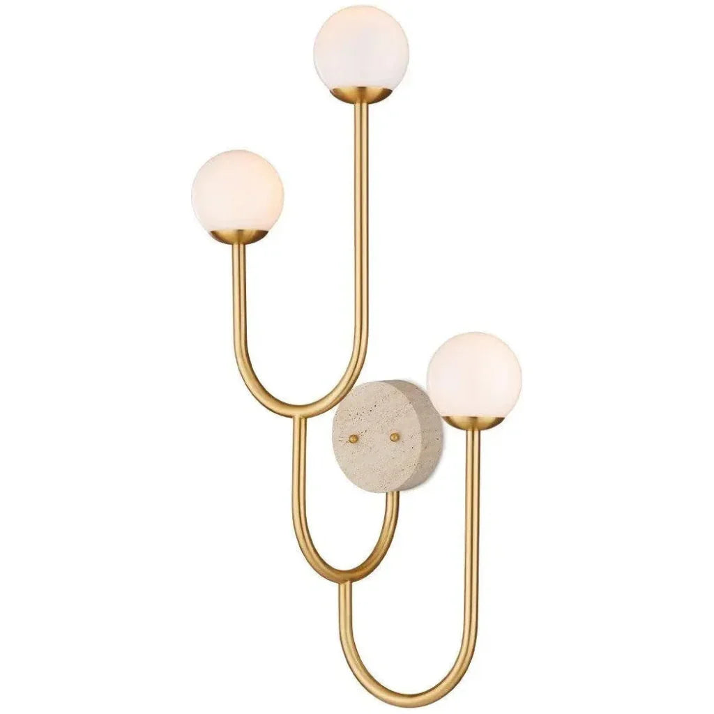 Highsmith Metal & Glass Gold Wall Sconce, Right - LOOMLAN - Currey & Co - Wall Sconces