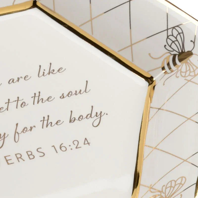 Honeycomb Bee Verse Ceramic Plate - LOOMLAN - Chelsea House - Boxes & Bowls