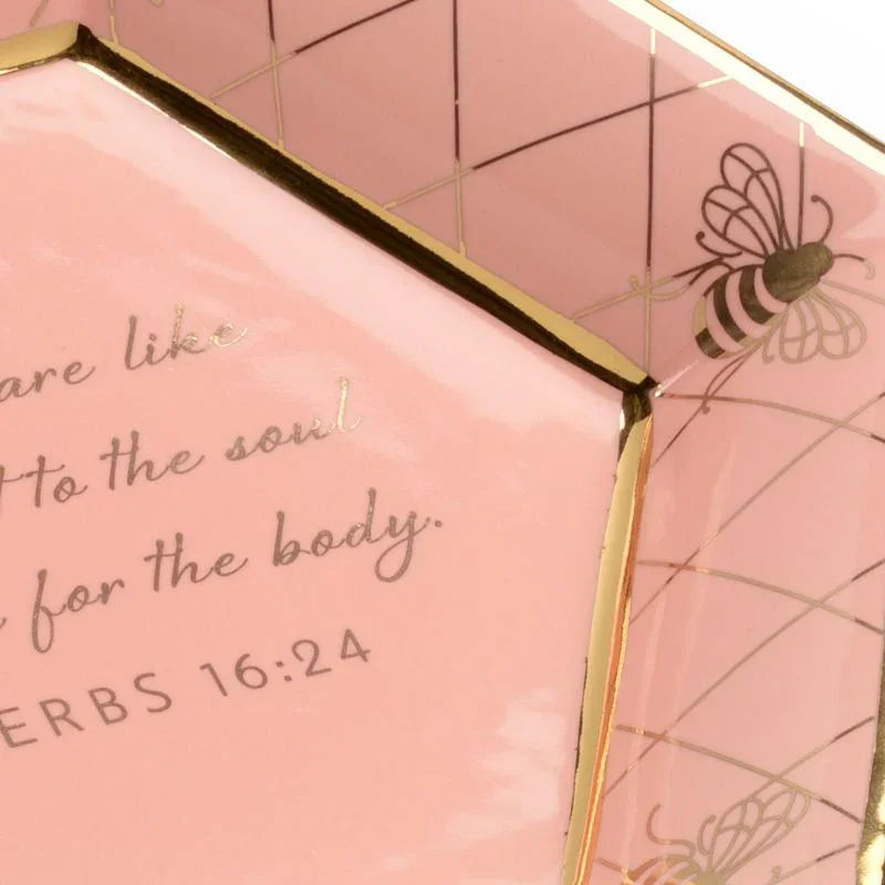 Honeycomb Bee Verse Ceramic Plate - LOOMLAN - Chelsea House - Boxes & Bowls
