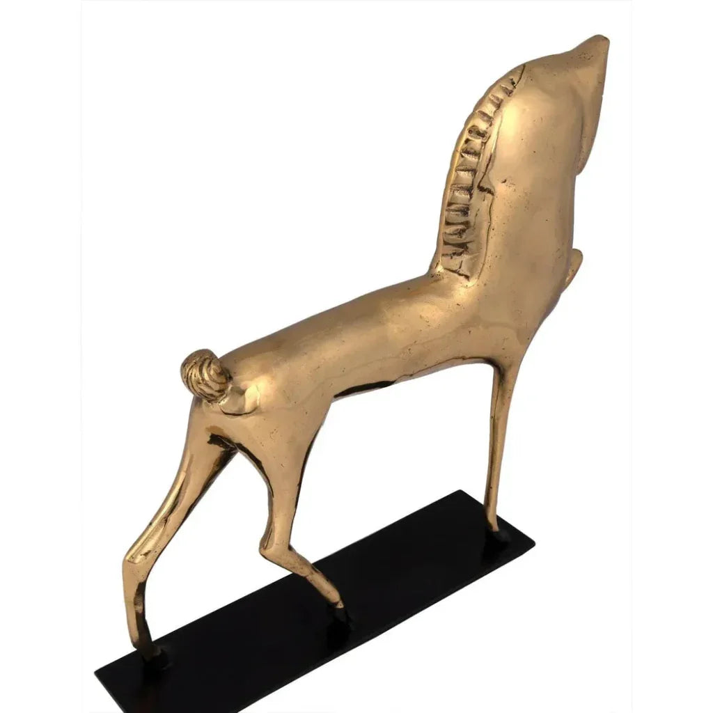 Horse On Stand Antique Brass Sculpture - LOOMLAN - Noir - Statues & Sculptures