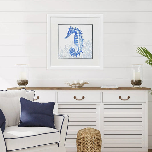 Indigo Ocean Glass Front Blue Canvas Art