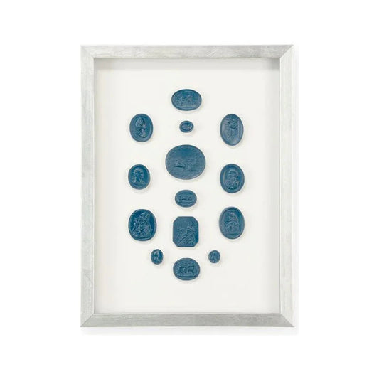 Intaglios In Blue Striking Design Artwork-Framed Wall Art-Chelsea House-Intaglios II-LOOMLAN