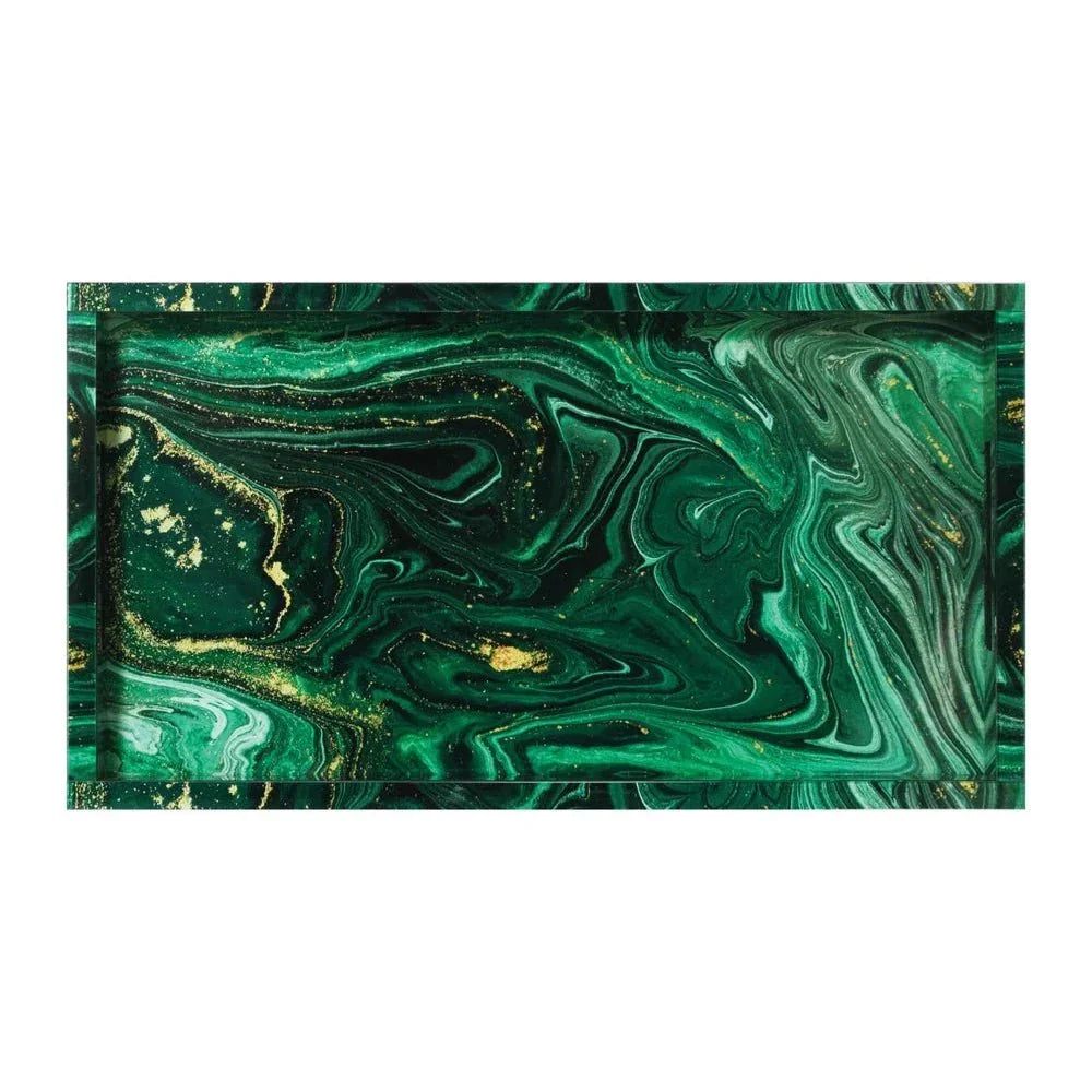 Interstellar Glass Encased Green Tray - LOOMLAN - Currey & Co - Trays