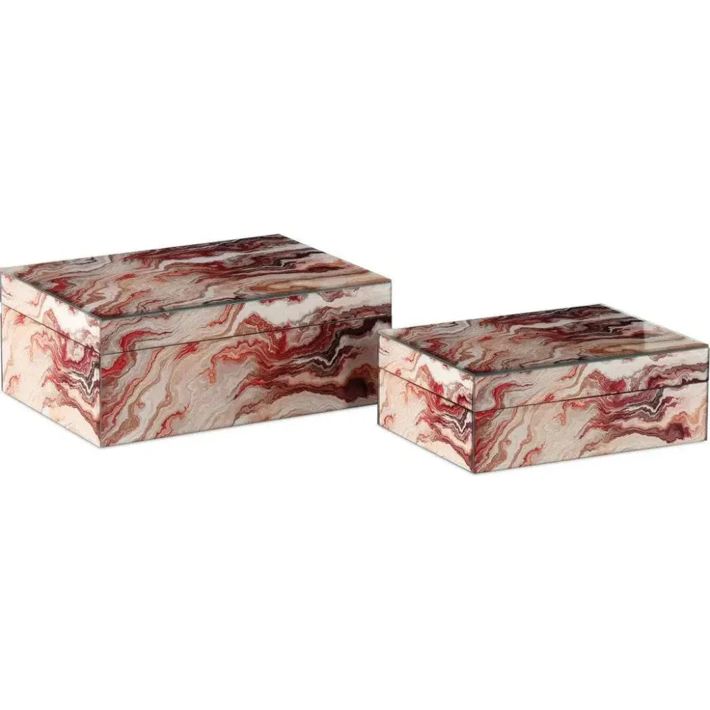 Interstellar Wood and Paper Red Box 2PC - LOOMLAN - Currey & Co - Boxes & Bowls