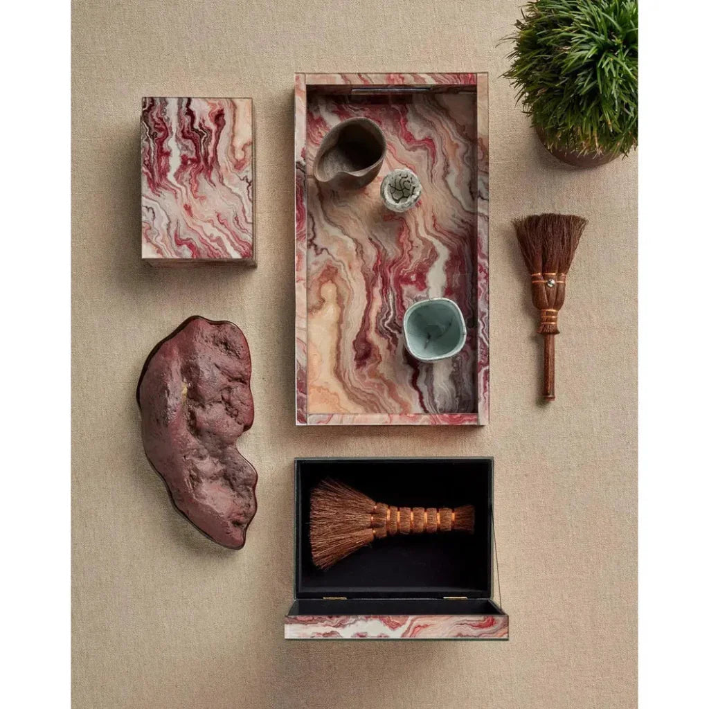 Interstellar Wood and Paper Red Tray - LOOMLAN - Currey & Co - Trays