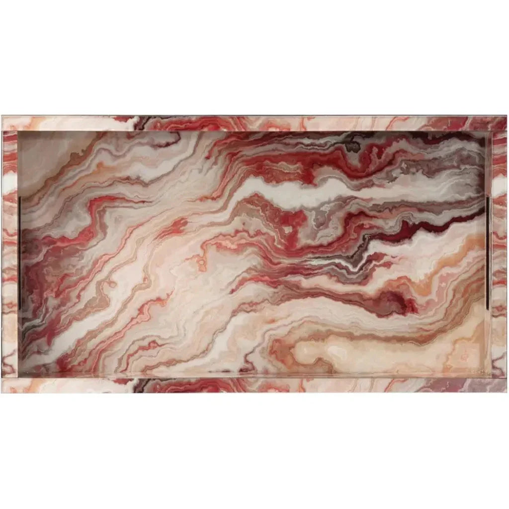 Interstellar Wood and Paper Red Tray - LOOMLAN - Currey & Co - Trays