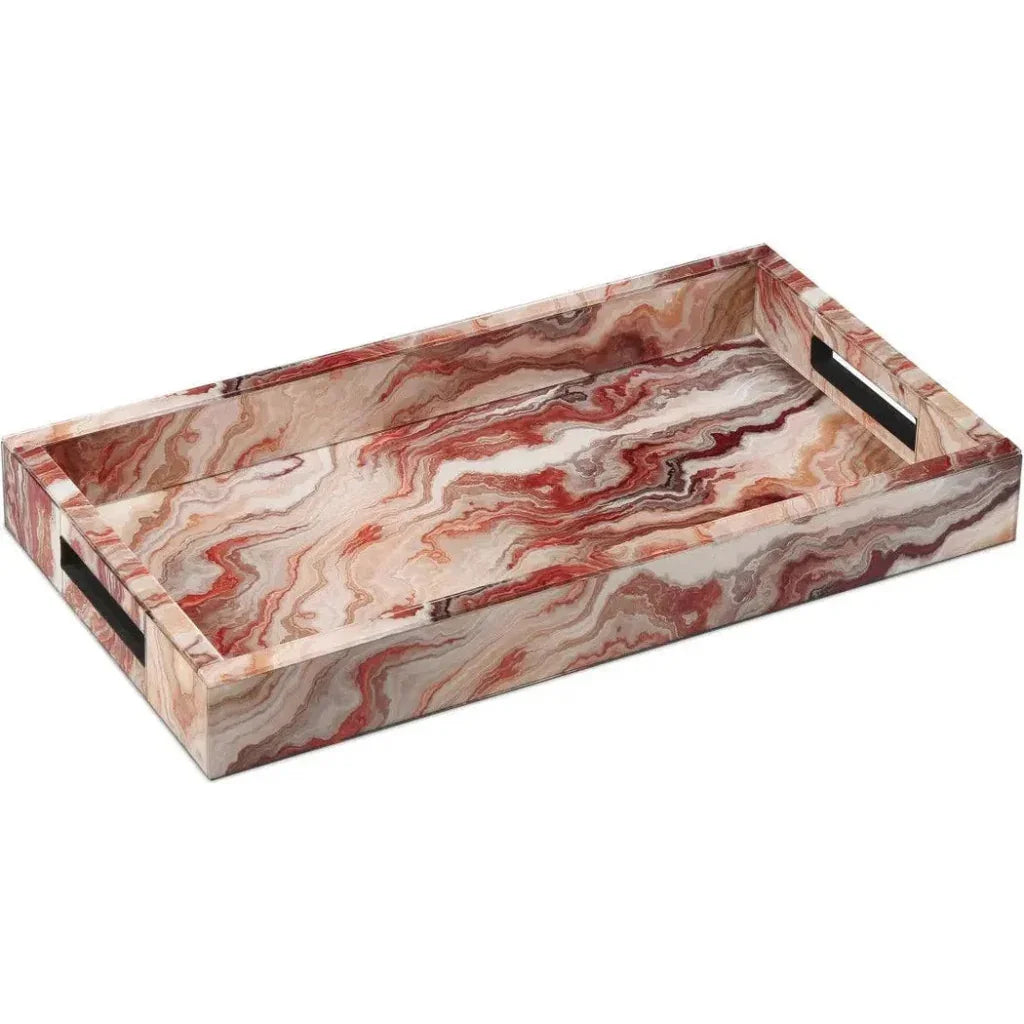 Interstellar Wood and Paper Red Tray - LOOMLAN - Currey & Co - Trays