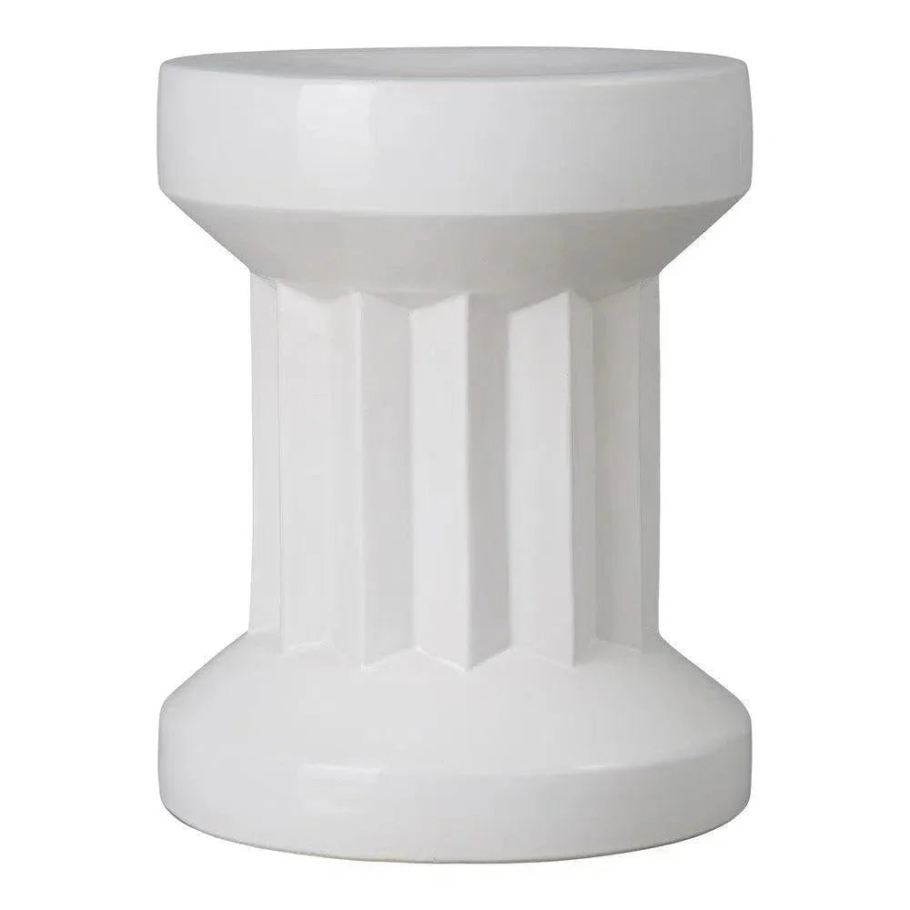 Intrepit 18 in. Round Turquoise Ceramic Garden Stool-Garden Stools-Emissary-White-LOOMLAN
