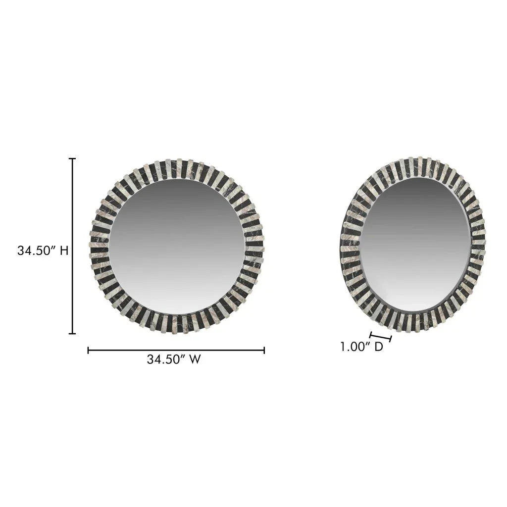 Isolde Multicolor Marble Frame Wall Mirror - LOOMLAN - Moe's Home - Wall Mirrors