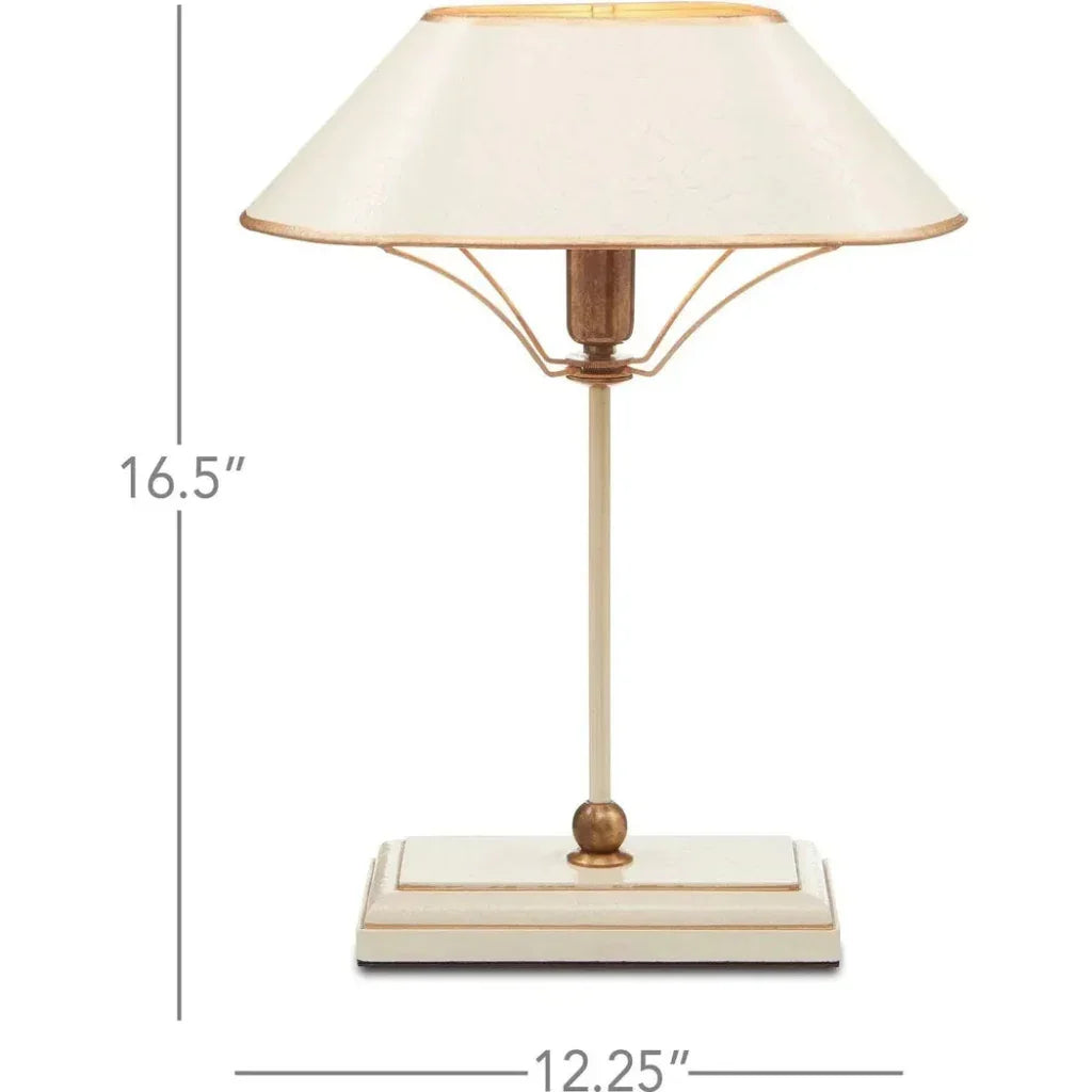 Ivory Antique Brass Gold Daphne Table Lamp - LOOMLAN - Currey & Co - Table Lamps