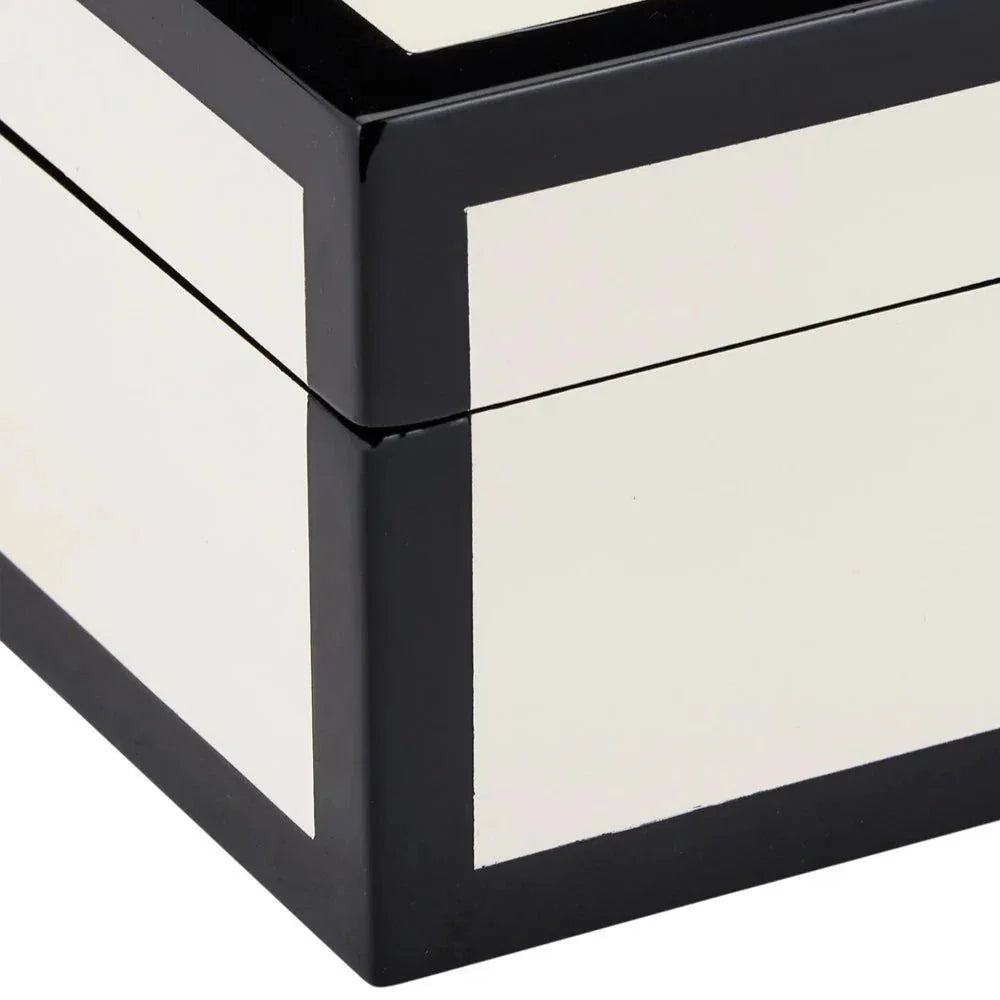 Ivory Lacquer Modern Gloss Finish Box (2PC ) - LOOMLAN - Currey & Co - Boxes & Bowls
