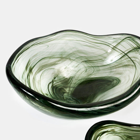 Luho Design House Ivy Olive Glass Bowl 2PC