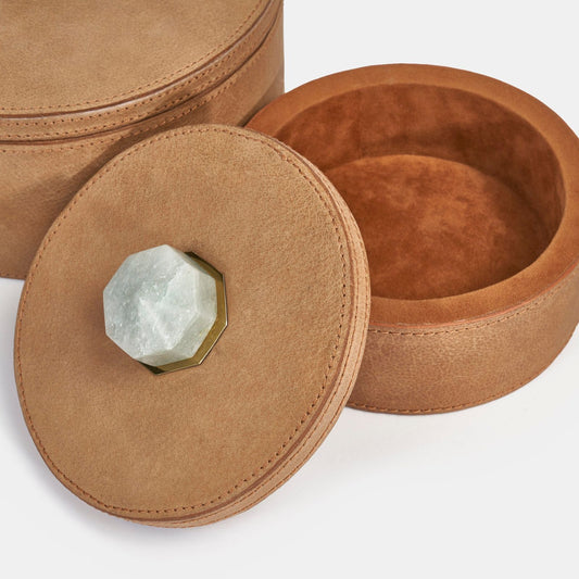 Luho Design House Jade Top-Grain Leather Box 2PC