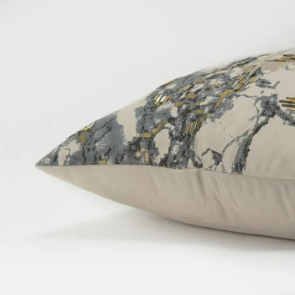 Jimmy Gray & Gold Pillow With Insert - LOOMLAN - LOOMLAN - Throw Pillows