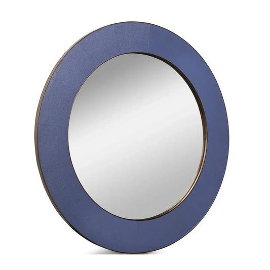 Judith Leather Warpped Round Wall Mirror - LOOMLAN - Sarreid - Wall Mirrors