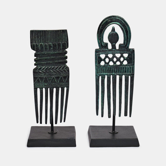 Luho Design House Kai Tribal Artifacts Black Sculpture 2PC