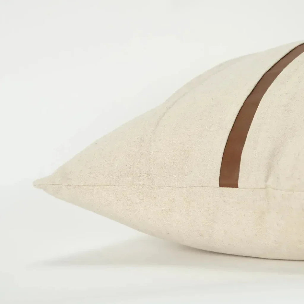LOOMLAN Kate Leather Stripe Throw Pillow Down Insert