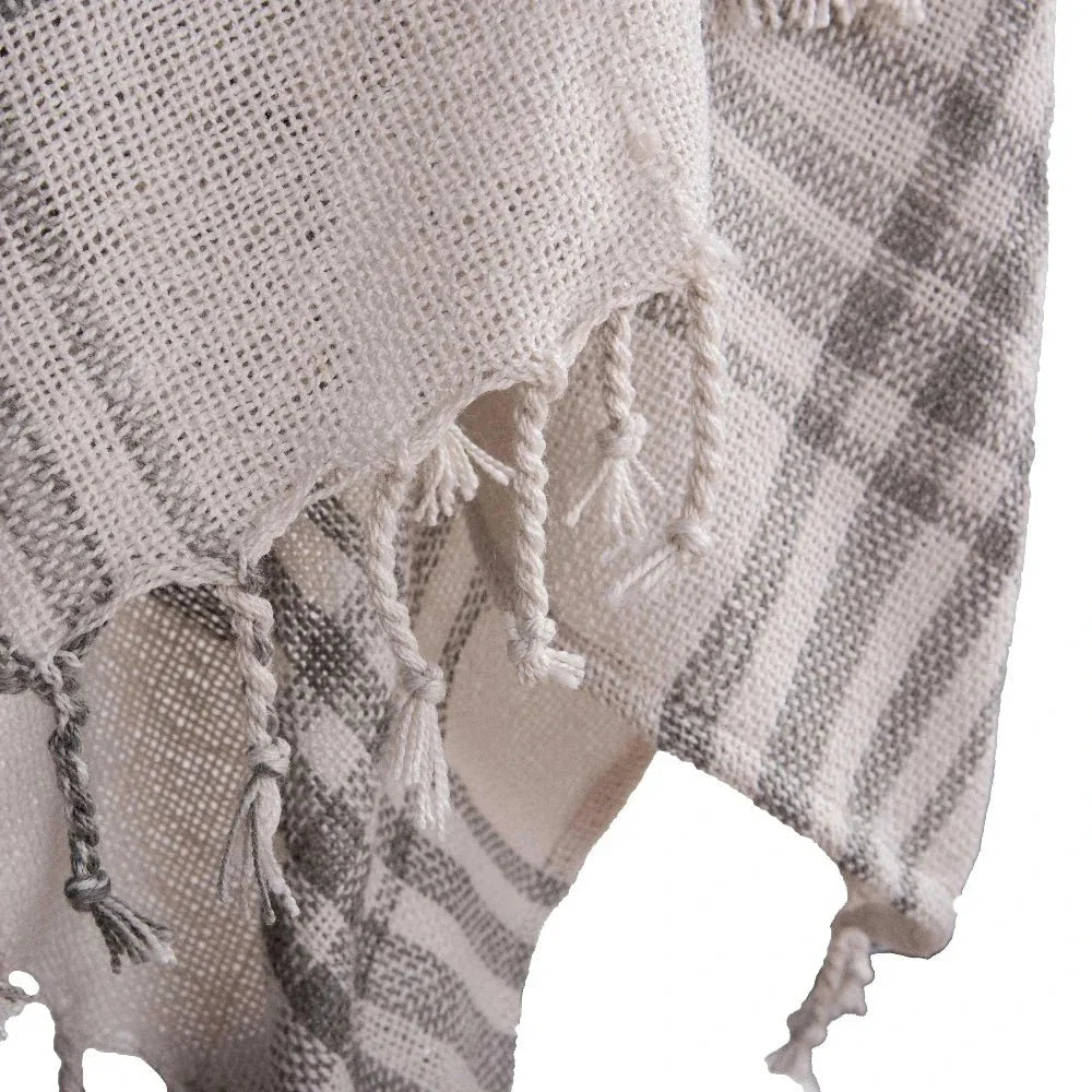 LOOMLAN Kay Grey Plaid Outdoor Throw Blanket