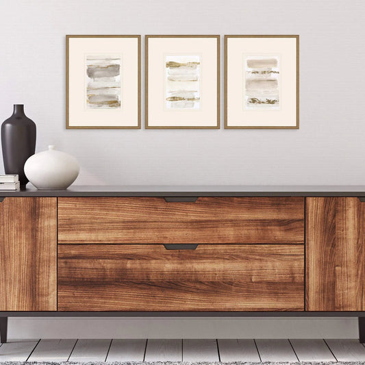 La Torre I Wood Frame Metallic Canvas Art 3PC