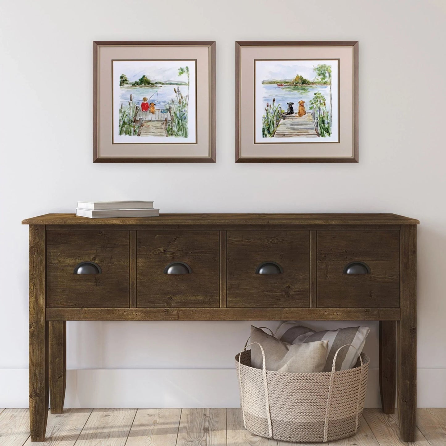 Lake Glass Front Green Canvas Art 2PC