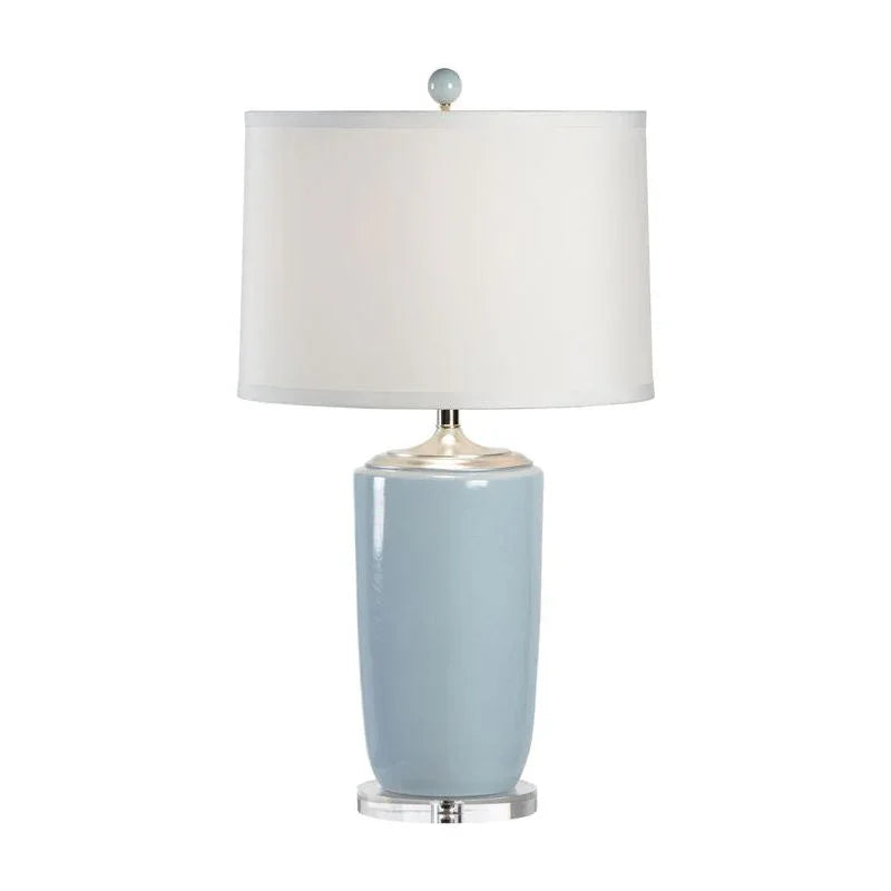 Chelsea House Large Blue Nickel Accents Vase Table Lamp
