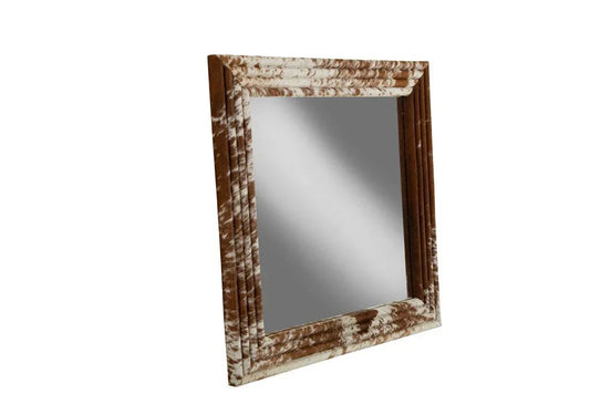 Laverne Hair On Hide Warpped Frame Wall Mirror - LOOMLAN - Furniture Classics - Wall Mirrors