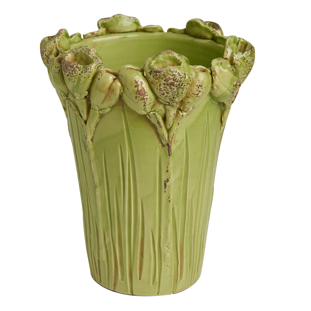 Les Fleur Green Ceramic Flower Vase