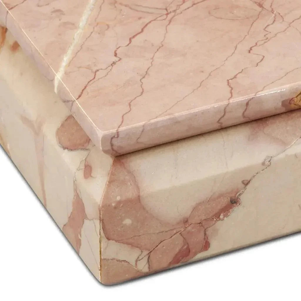Leslie Rosa Marble Box - LOOMLAN - Currey & Co - Boxes & Bowls