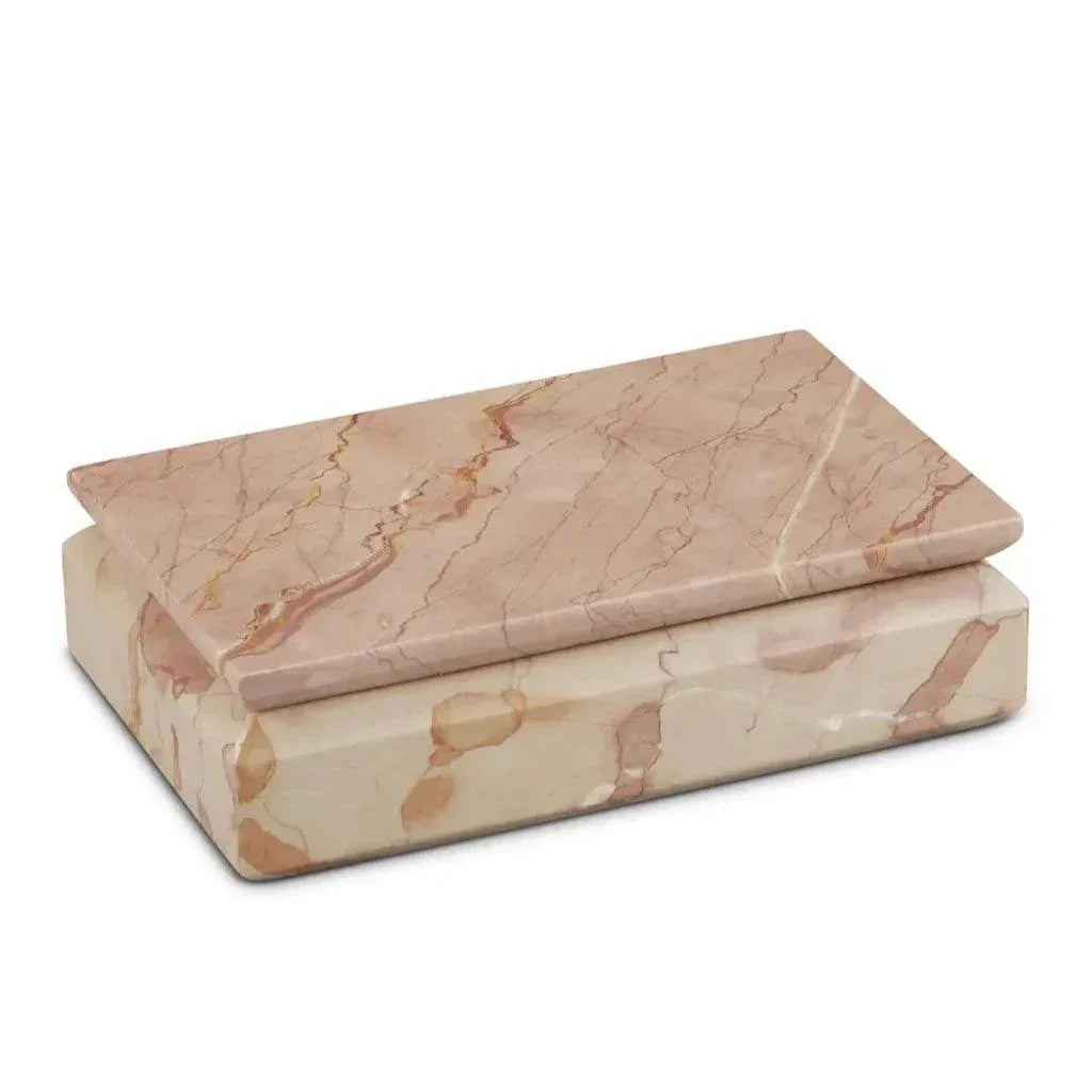 Leslie Rosa Marble Box - LOOMLAN - Currey & Co - Boxes & Bowls