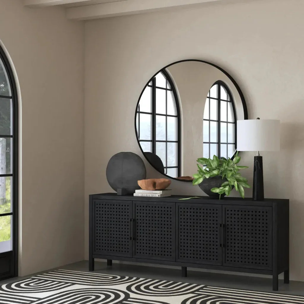 Levigne Metal Black Wall Mirror -- view 6