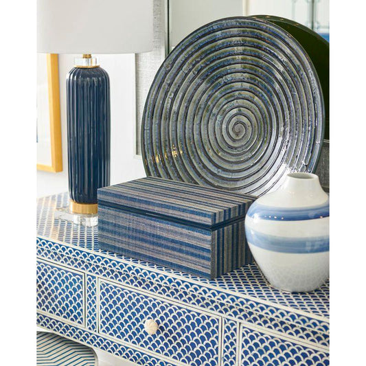 Lexington Hand Woven Abaca Warpped Blue Box - LOOMLAN - Chelsea House - Boxes & Bowls
