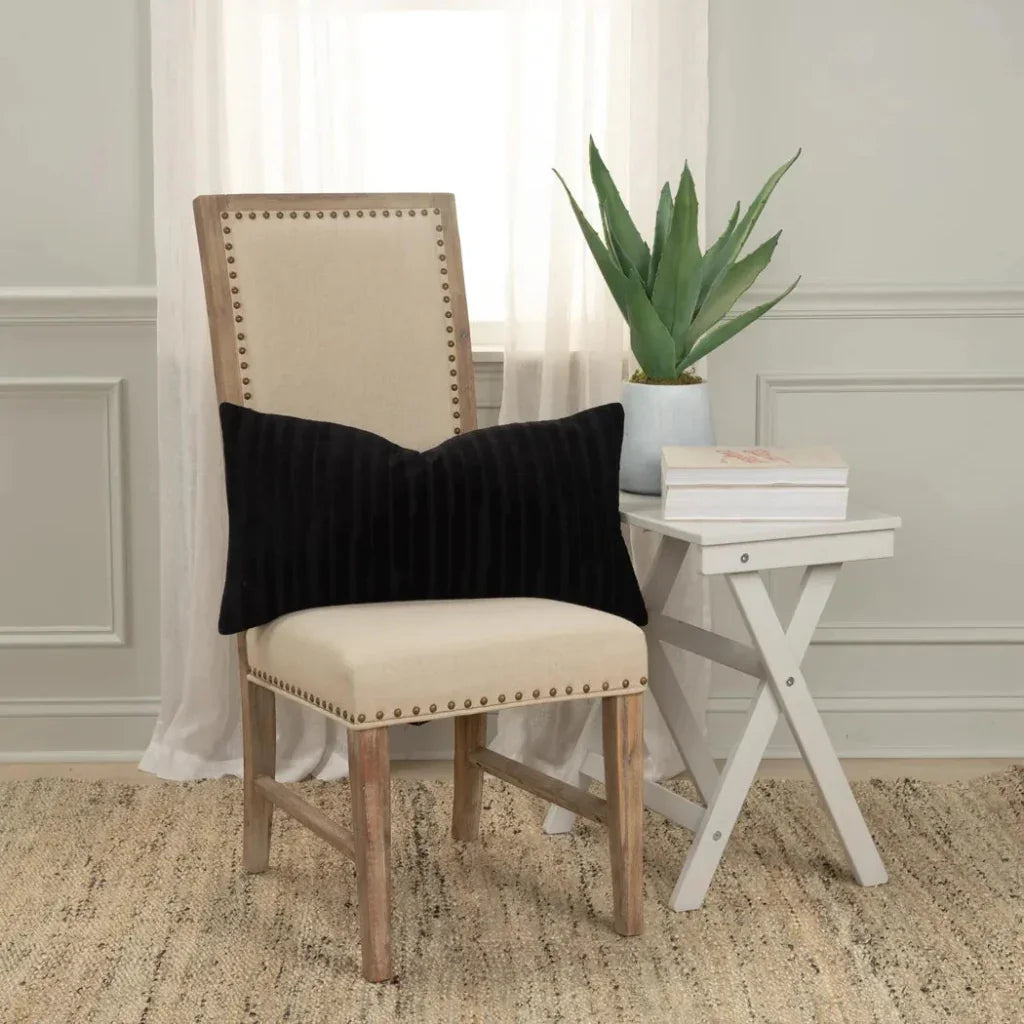 Lila Embroidered Stripes Lumbar Pillow Cover Insert - LOOMLAN - LOOMLAN - Throw Pillows