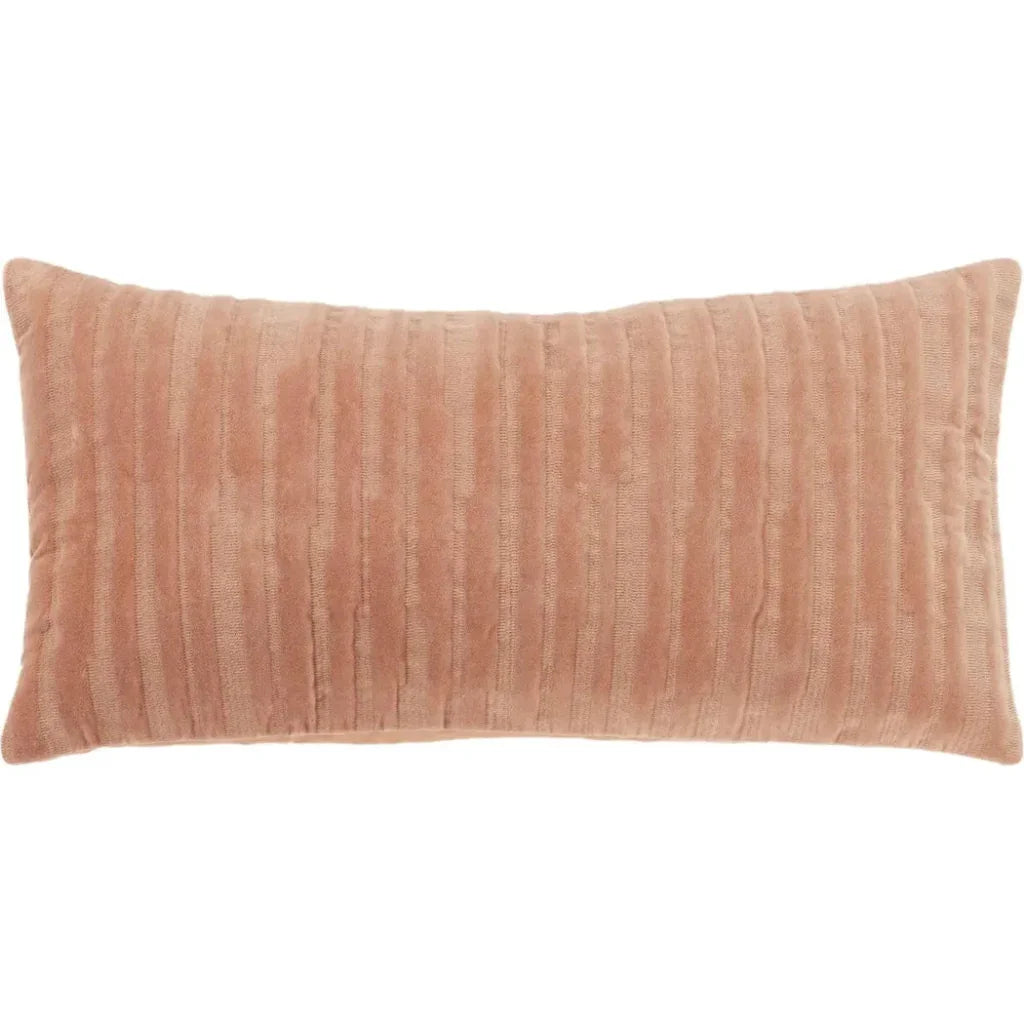 Lila Embroidered Stripes Lumbar Pillow Cover Insert - LOOMLAN - LOOMLAN - Throw Pillows