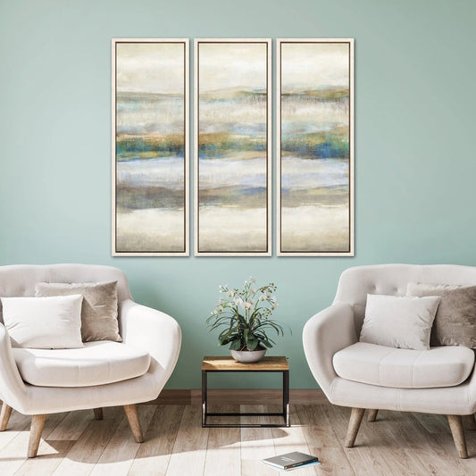 Linear Motion Blue Canvas Art 3PC