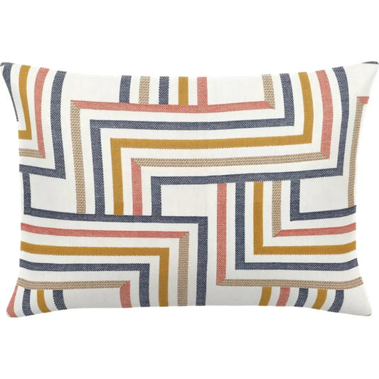 Linework Sunrise Handmade Outdoor Pillow-Outdoor Pillows-Earnest Collection-20"x13" Lumbar-LOOMLAN