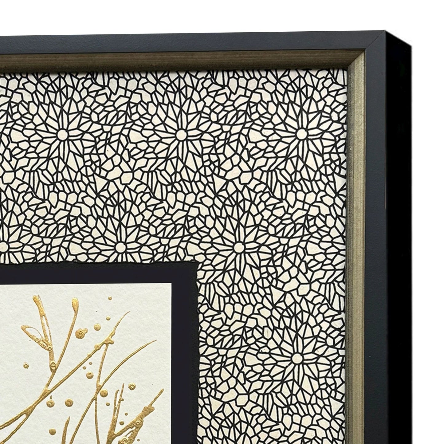 Liquid Gold I Wood Frame Metallic Canvas Art 4PC