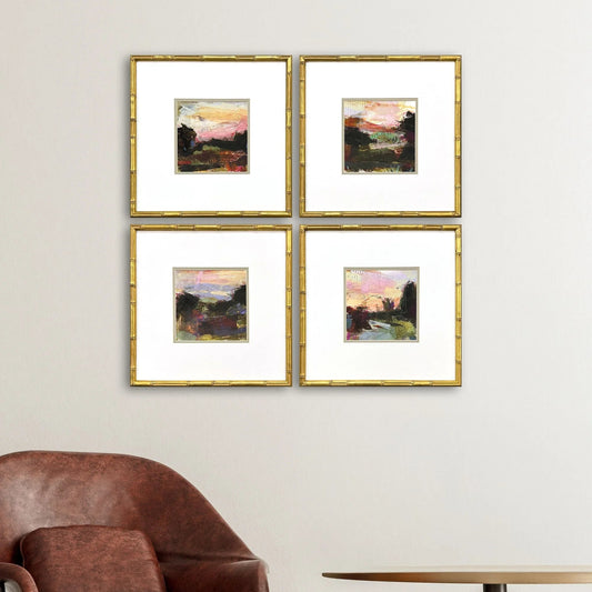 Lost Wood Frame Green Canvas Art 4PC