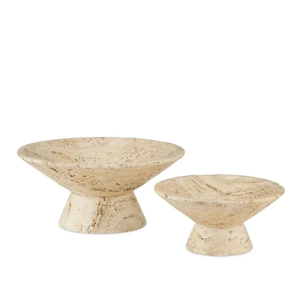 Lubo Travertine Large Bowl - LOOMLAN - Currey & Co - Boxes & Bowls