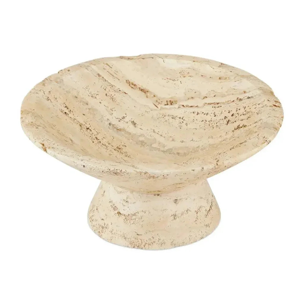 Lubo Travertine Large Bowl - LOOMLAN - Currey & Co - Boxes & Bowls