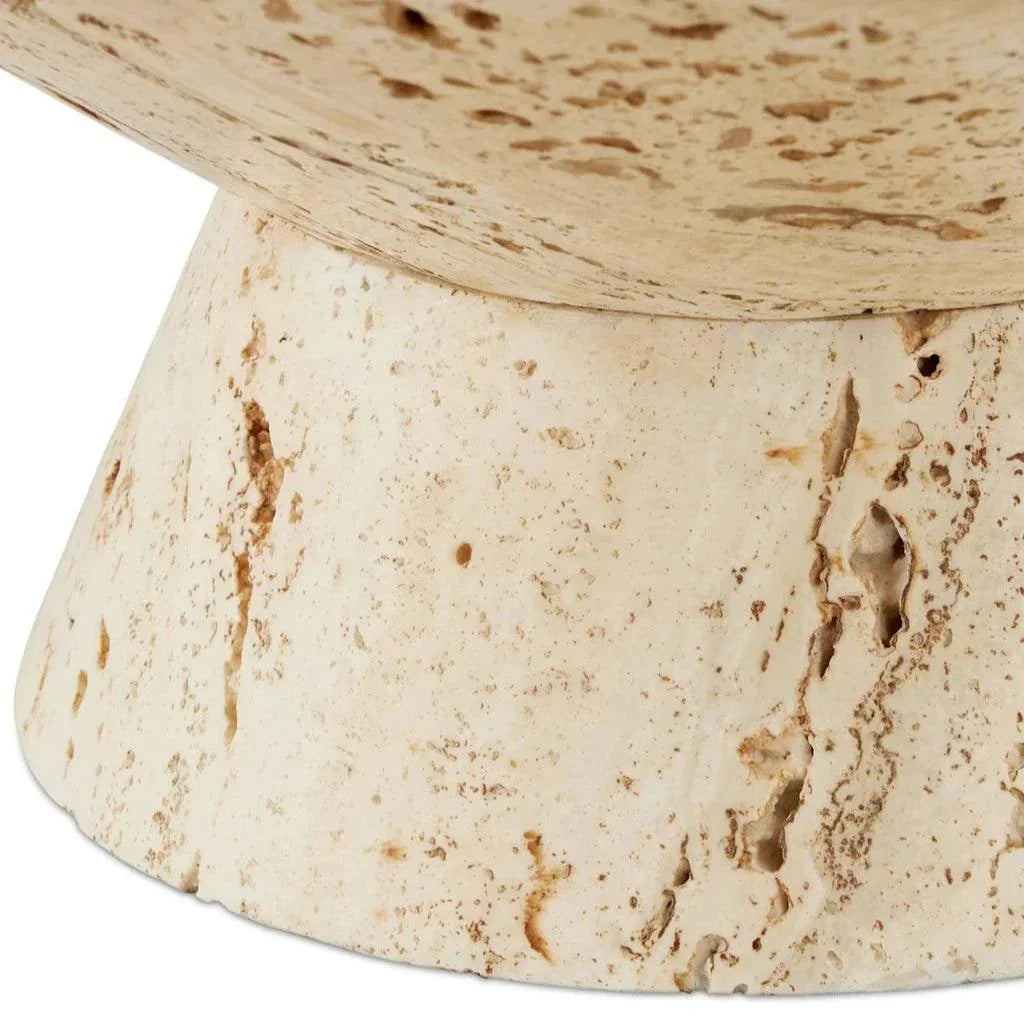 Lubo Travertine Small Bowl - LOOMLAN - Currey & Co - Boxes & Bowls