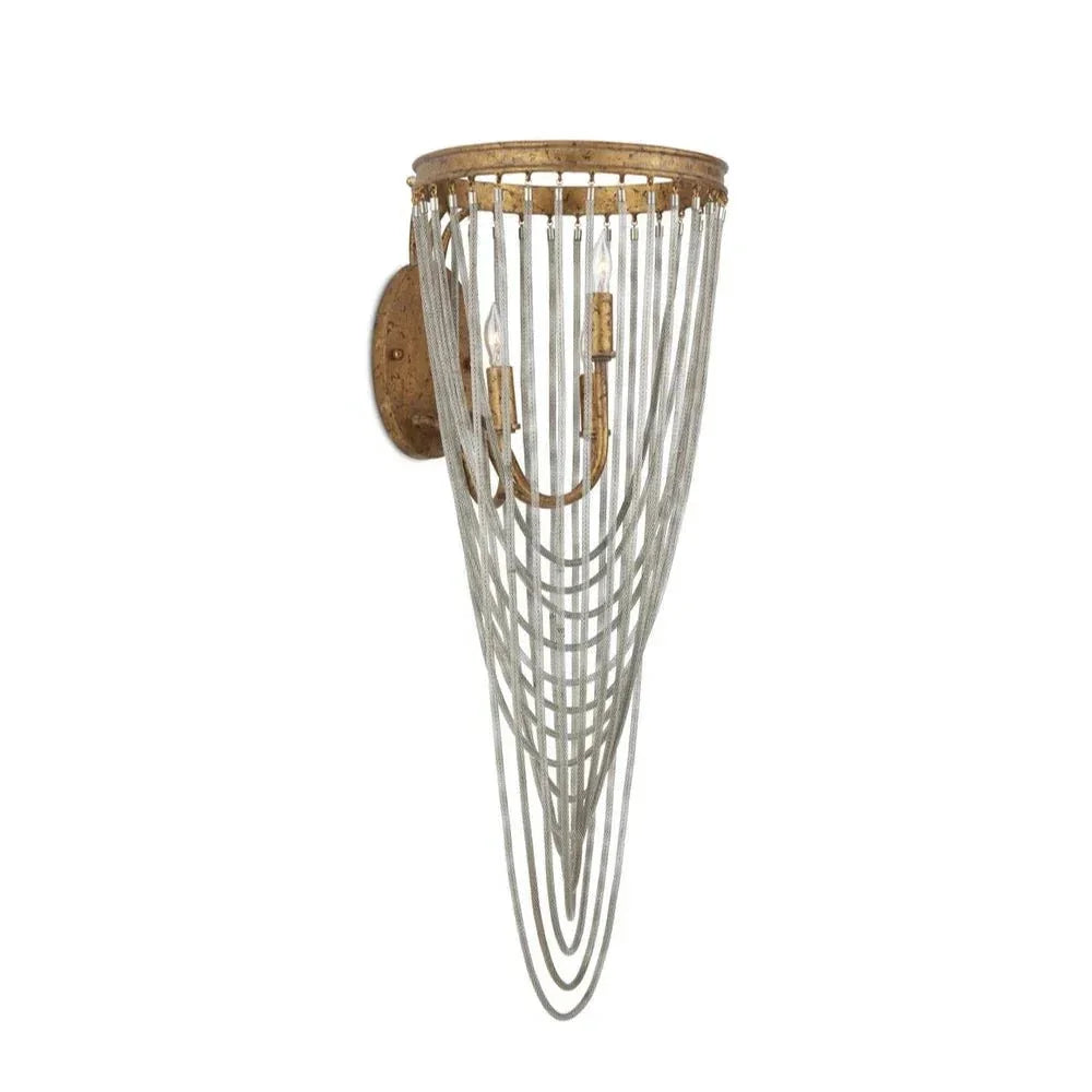 Lucien Modern French Gold Leaf Wall Sconce - LOOMLAN - Currey & Co - Wall Sconces