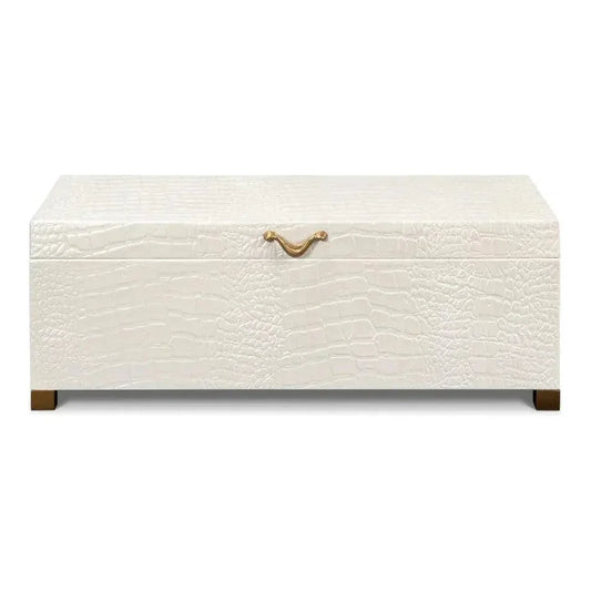 Lyle Croco Embossed Leather Over Wood Box - LOOMLAN - Sarreid - Boxes & Bowls