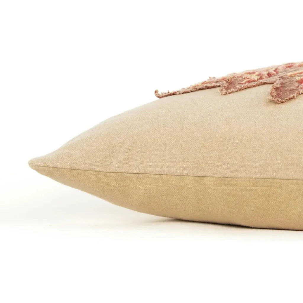 LOOMLAN Maple Leaf Beige Lumbar Decorative Pillow