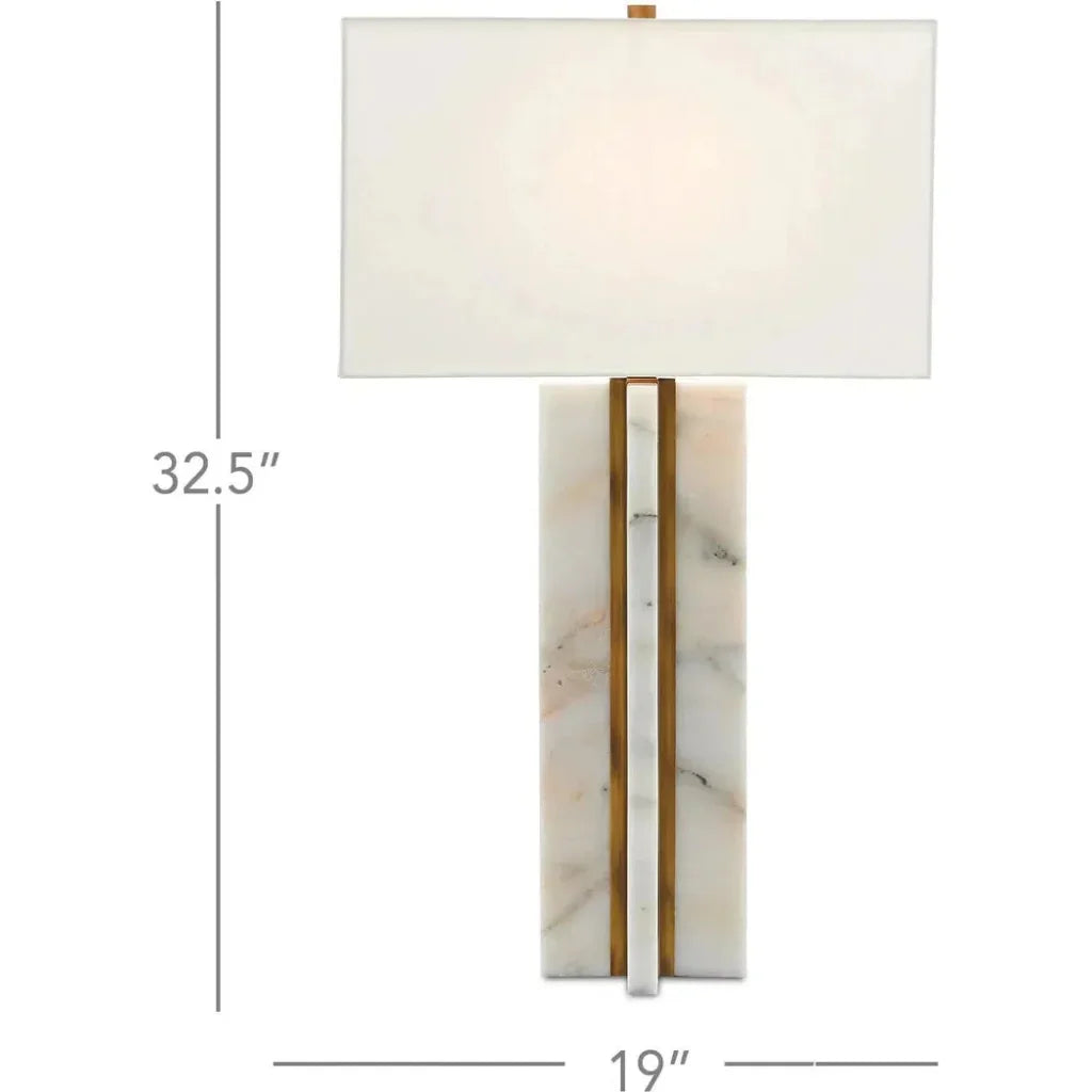 Marble Antique Brass Khalil Table Lamp - LOOMLAN - Currey & Co - Table Lamps