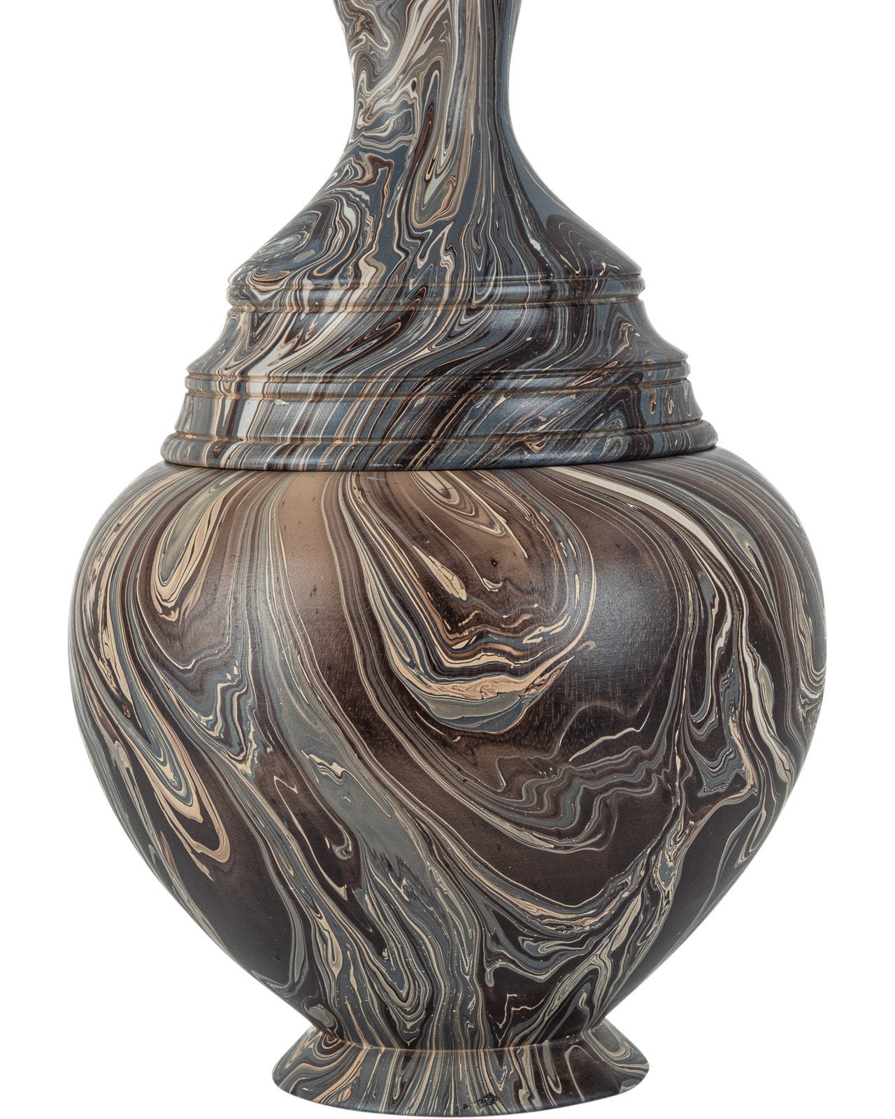 Marbleized Hand Carved Wood Turret Box