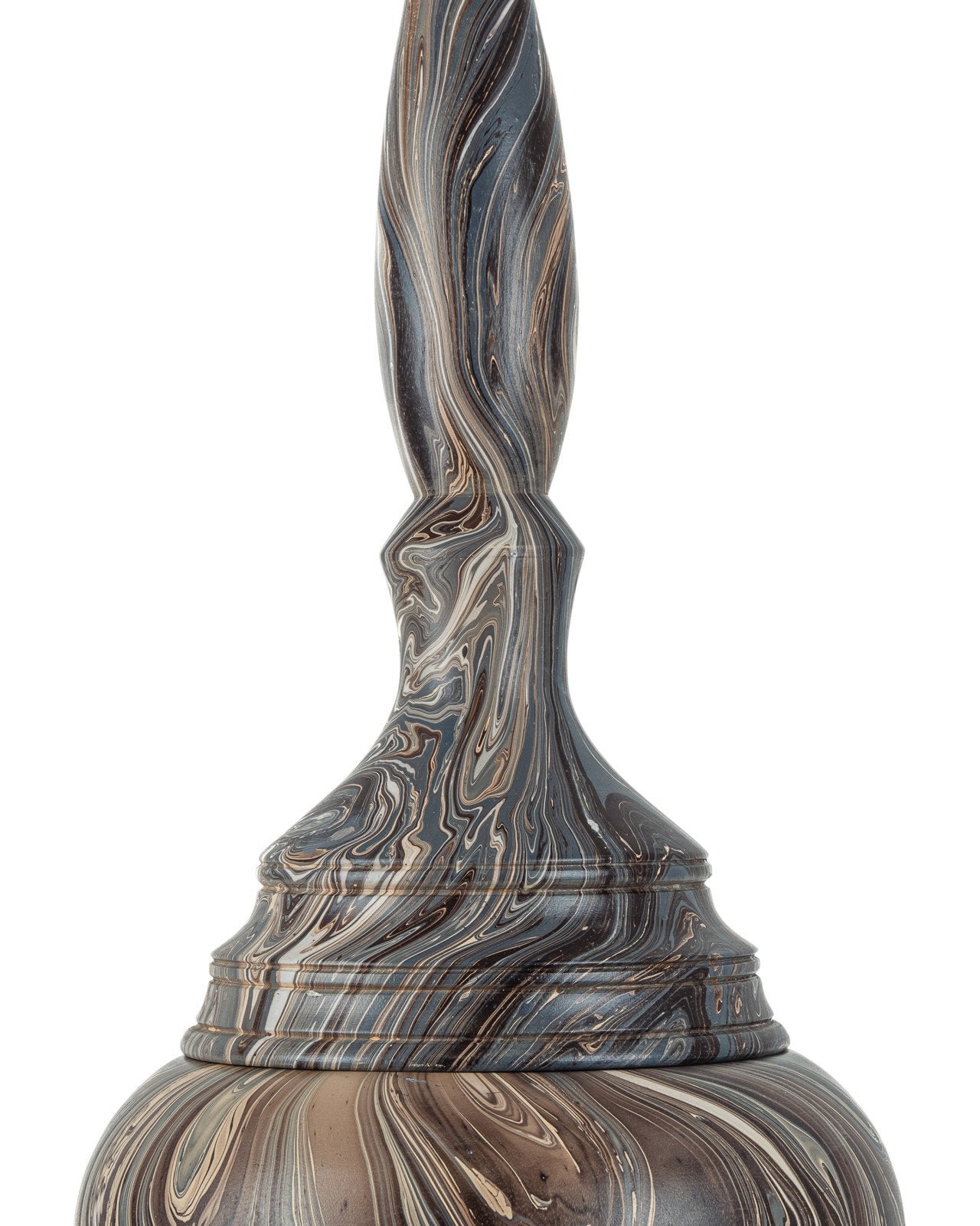 Marbleized Hand Carved Wood Turret Box