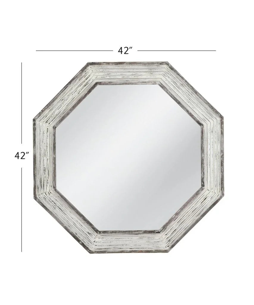 Marden Octagonal Design White Wall Mirror - LOOMLAN - Bassett Mirror - Wall Mirrors