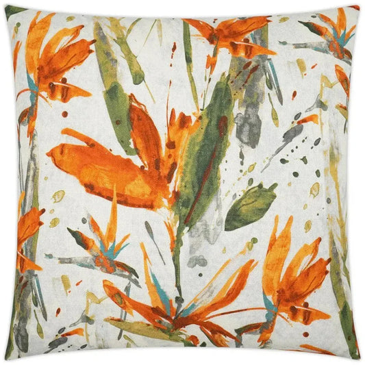 Marlot Mango Floral Orange Green Large Throw Pillow - LOOMLAN - D.V. Kap - Throw Pillows